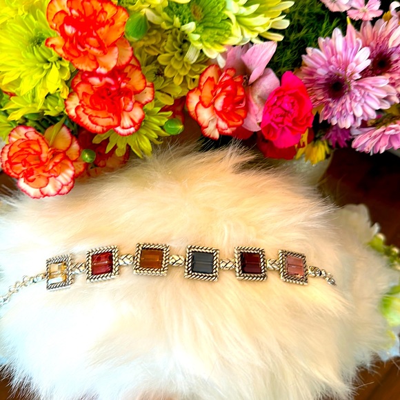 Brighton TAILOR multicolor German Glass Bracelet Earrings RARE Red Purple Blue - Picture 9 of 16